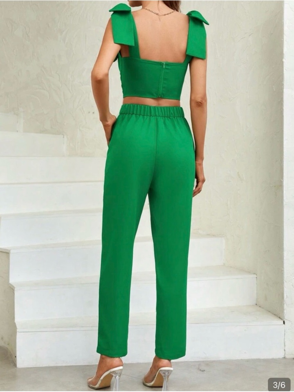 Women's Green Straight Leg High-Waist Pants - Modern Casual Trousers